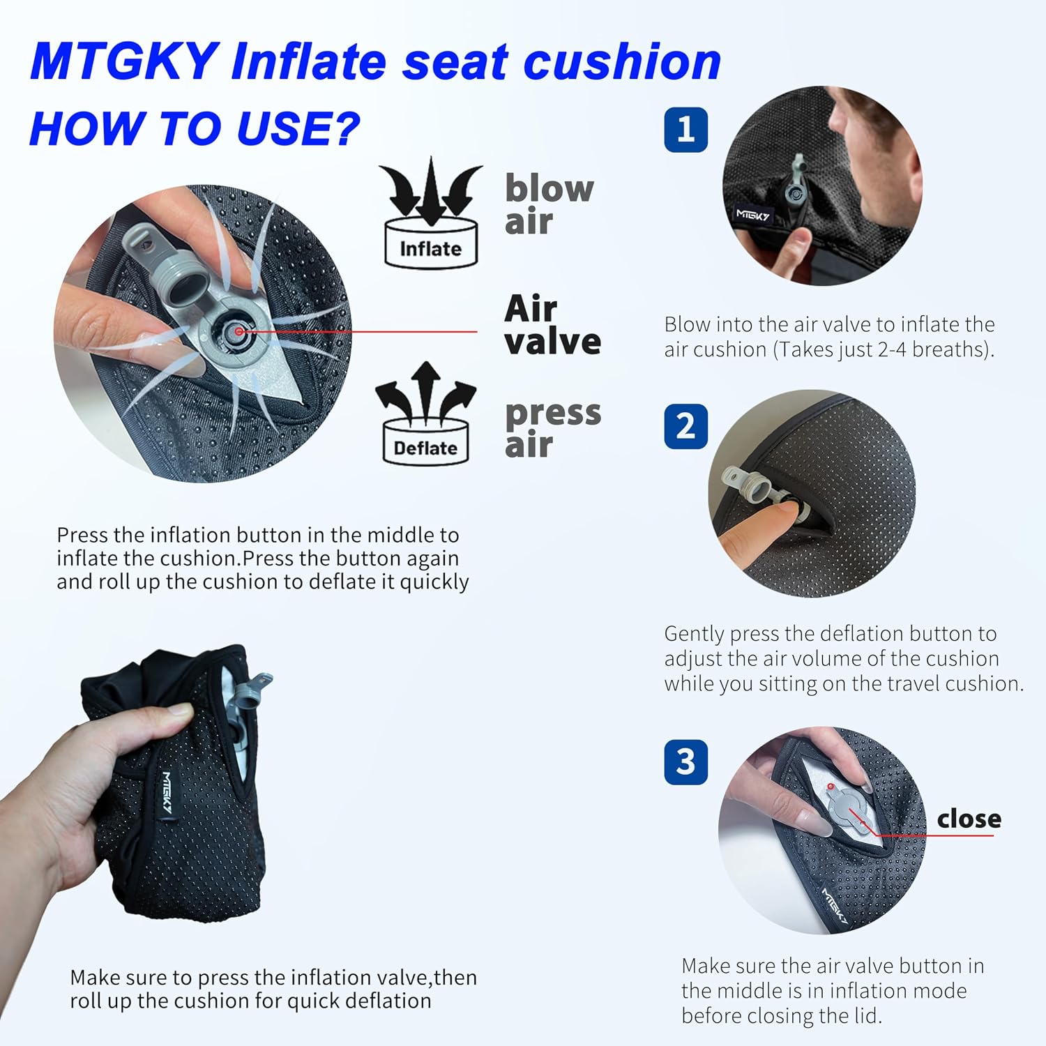 Sondor Travel Cushion,Portable & Adjustable Airplane seat Cushion for Long Flights,Inflatable Cushion for Wheelchair, Travel,Driving - Image 7