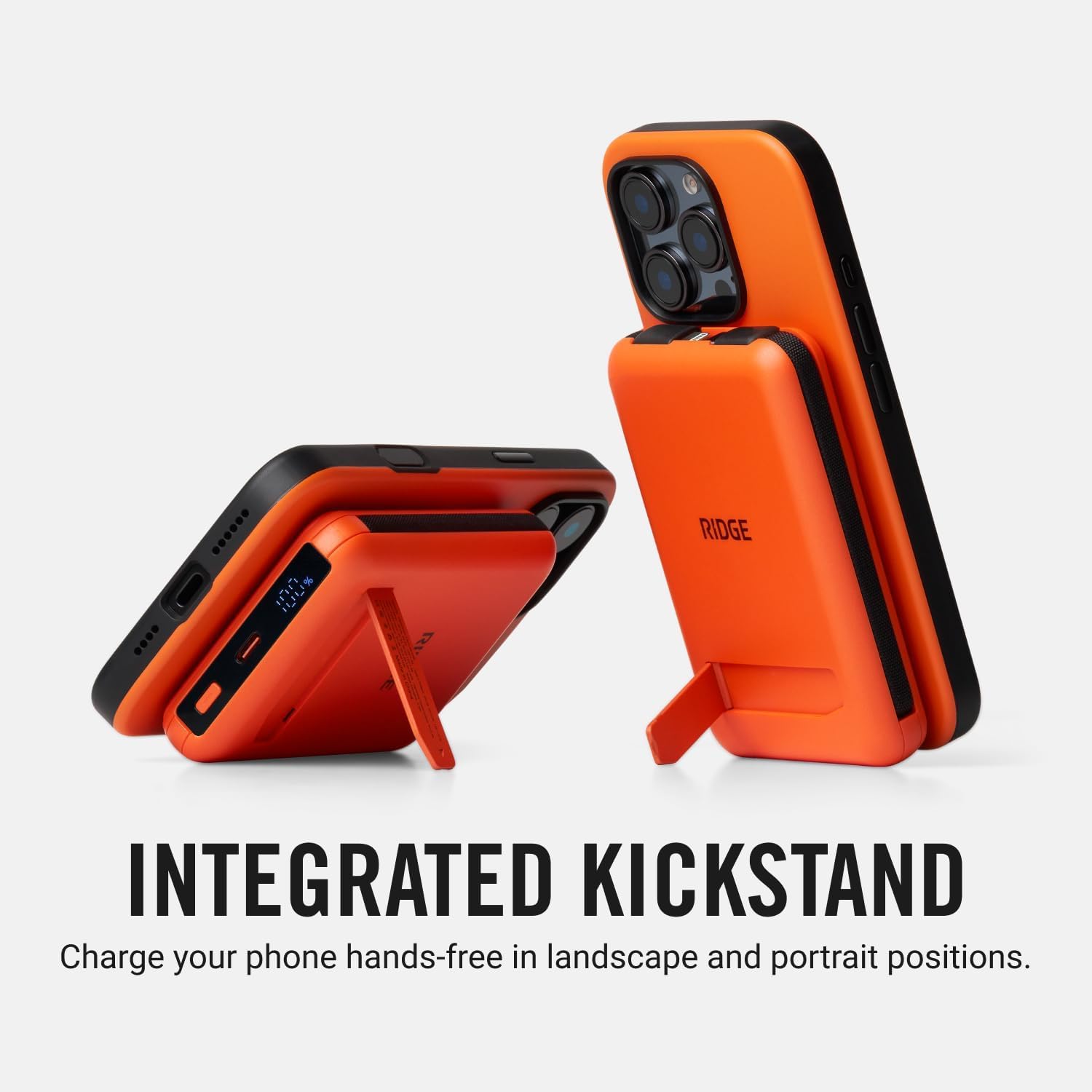 Ridge 20W Magnetic Power Bank Battery Pack 10,000mAh - Fast Charging, Compatible with MagSafe - Portable Charger Flight-Safe Travel Powerbank - Built-in Cables & Magnetic Attachment (Basecamp Orange) - Image 7